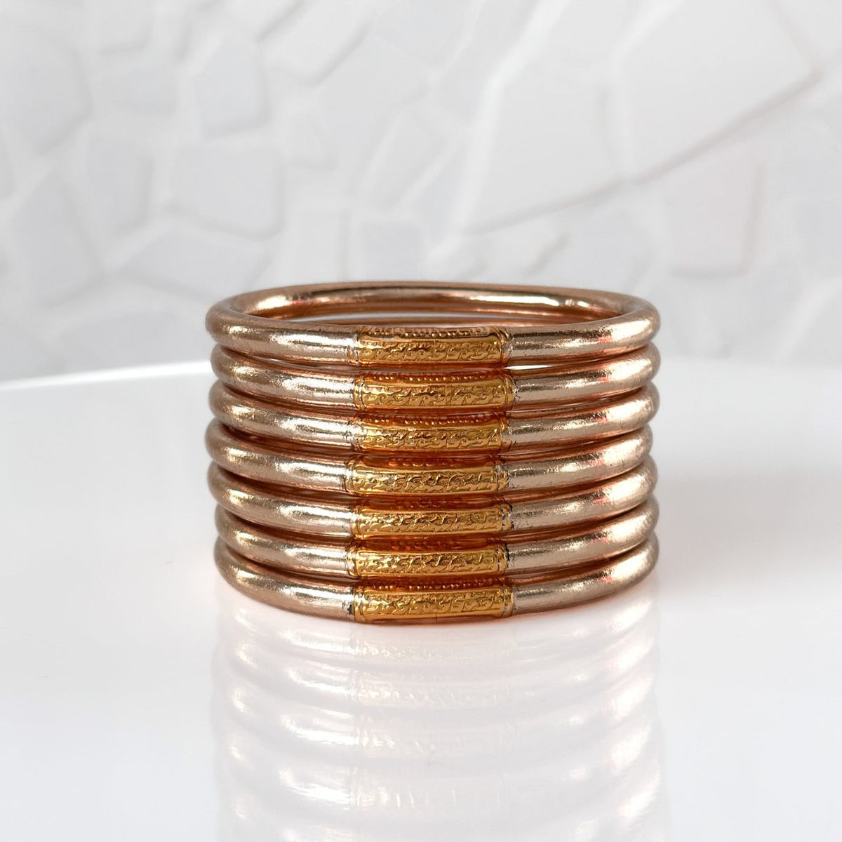 Buddhist Bangle - Champagne Peach Mantra