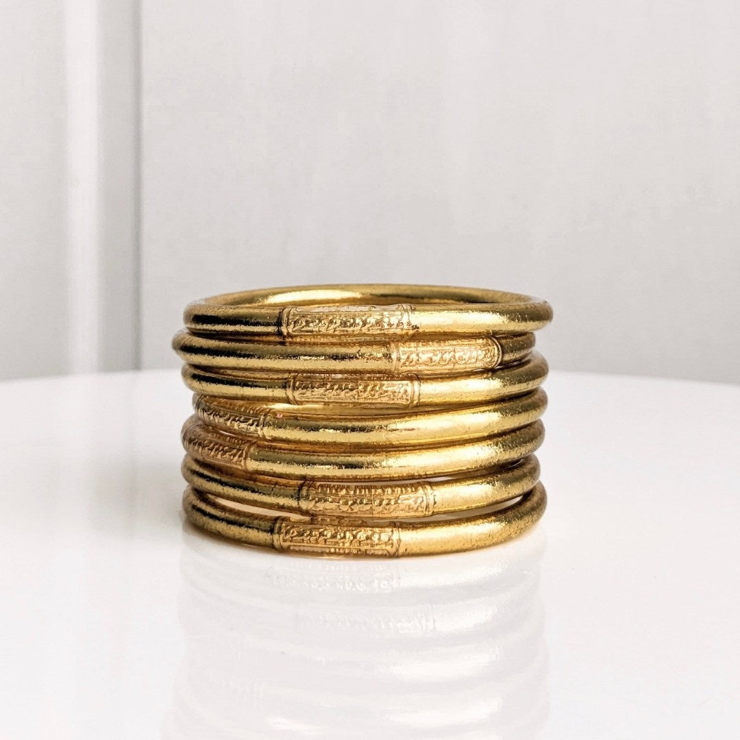 Bracciale rigido buddista - Oro chiaro