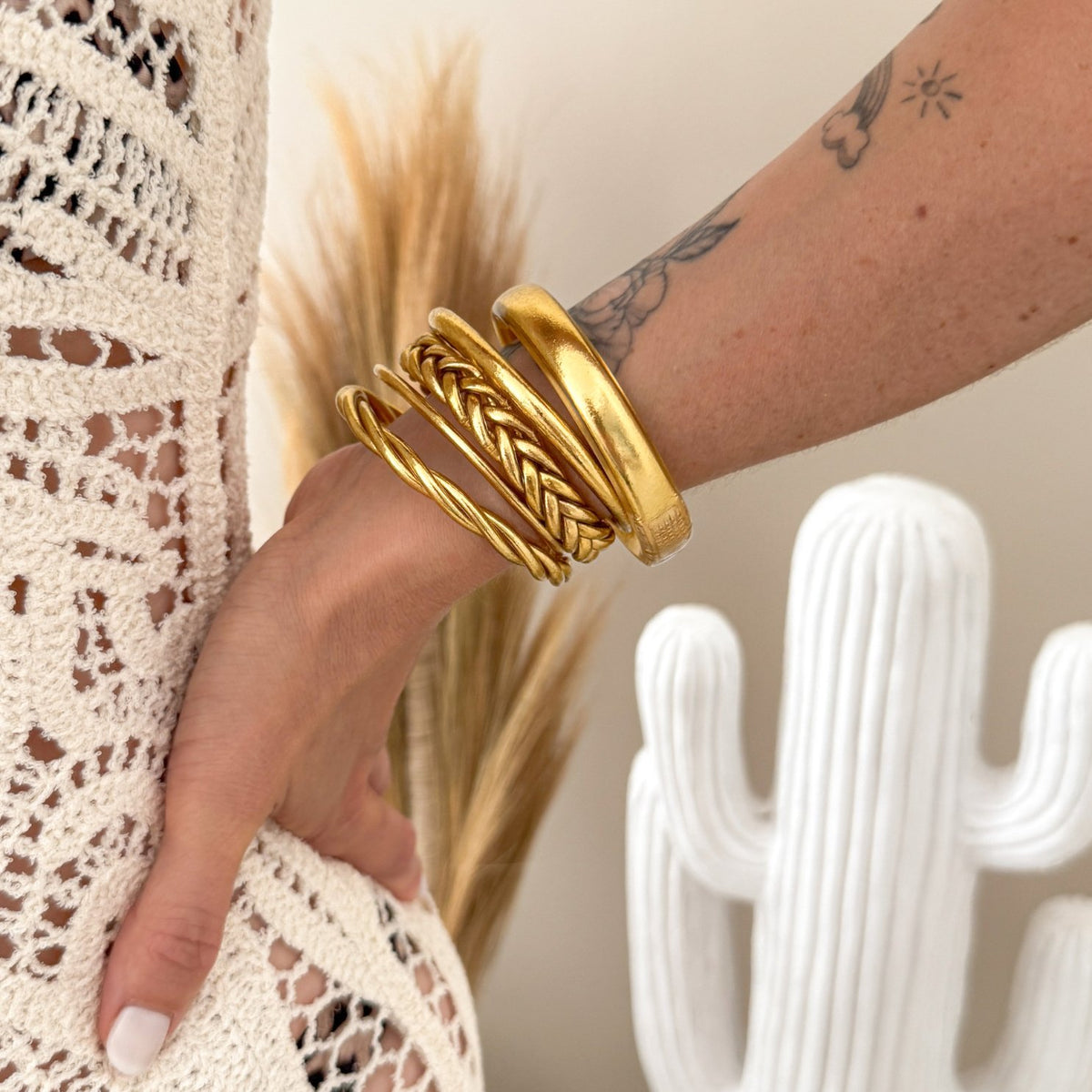 Jonc Bouddhiste Plat 12Mm - Light Gold