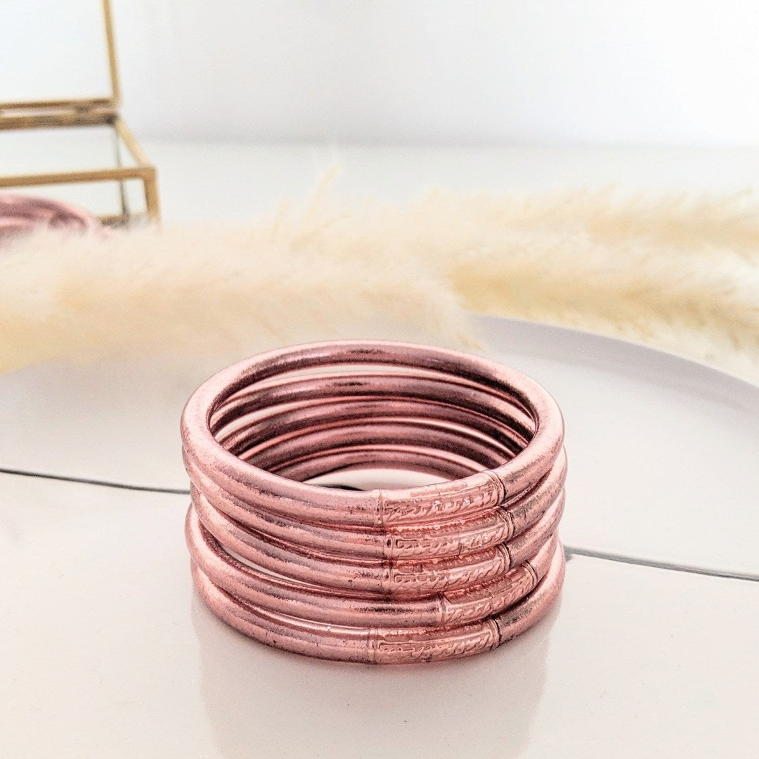 Bracciale rigido buddista - Oro rosa