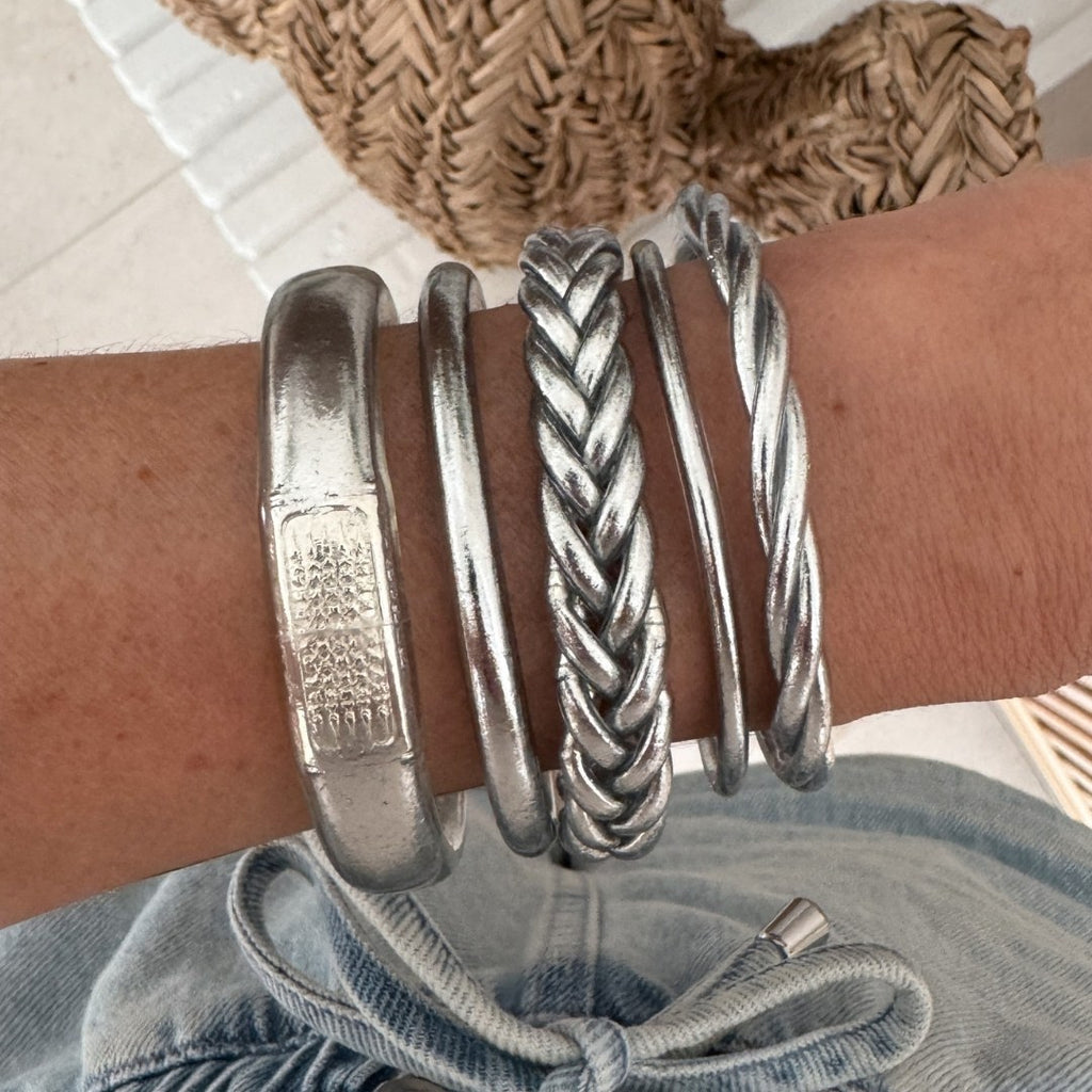 Bracciale rigido buddista - Argento