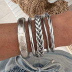 Bracciale rigido buddista - Argento