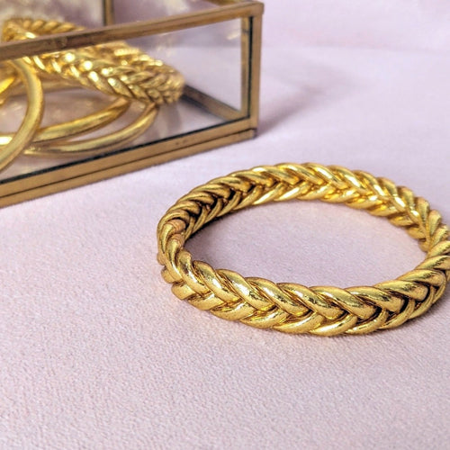 Jonc Bouddhiste Tressé - Light Gold