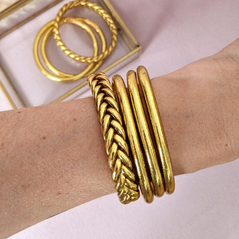 Jonc Bouddhiste Tressé - Light Gold