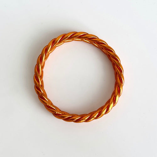 Jonc Bouddhiste Tressé - Orange Feu