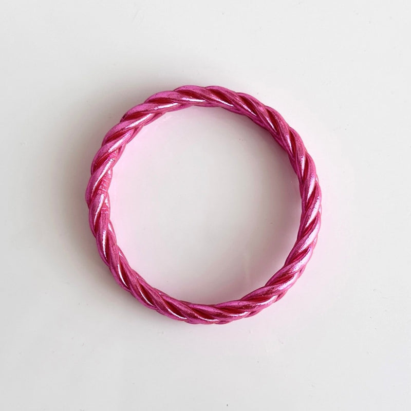 Jonc Bouddhiste Tressé - Rose Fuschia