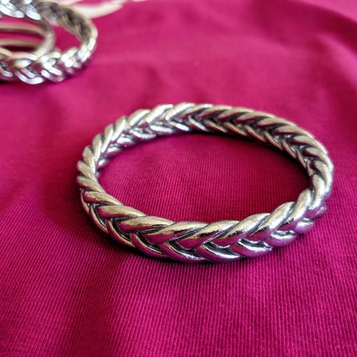 Jonc Bouddhiste Tressé - Silver