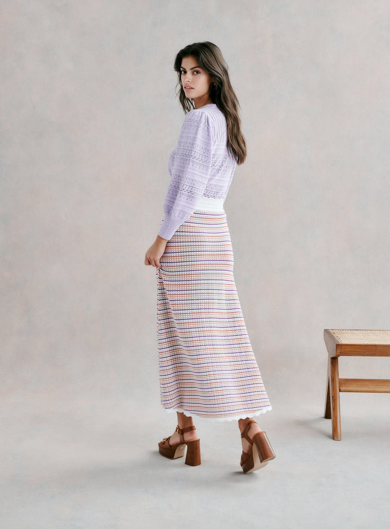 JUPE LONGUE MAILLE RAYEE JOSHUA PETITE MENDIGOTE