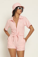 Carolina Playsuit - Pink Terry Towelling