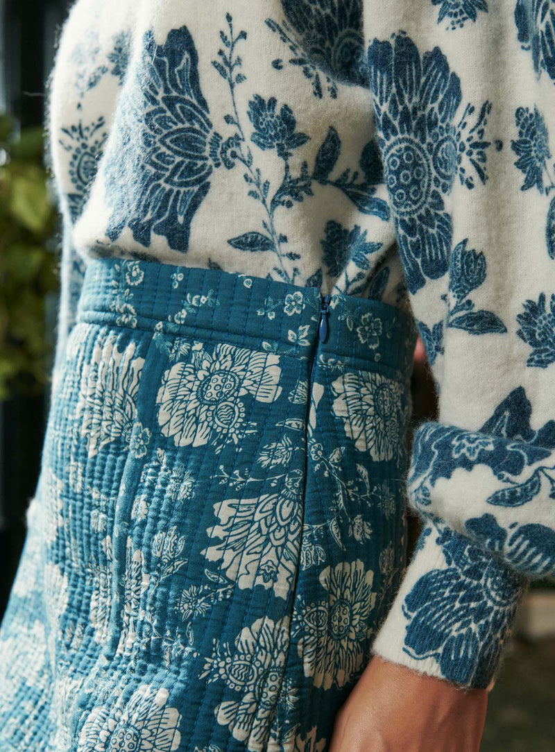 JUPE COURTE FLEURIE BLEUE JUNE PETITE MENDIGOTE