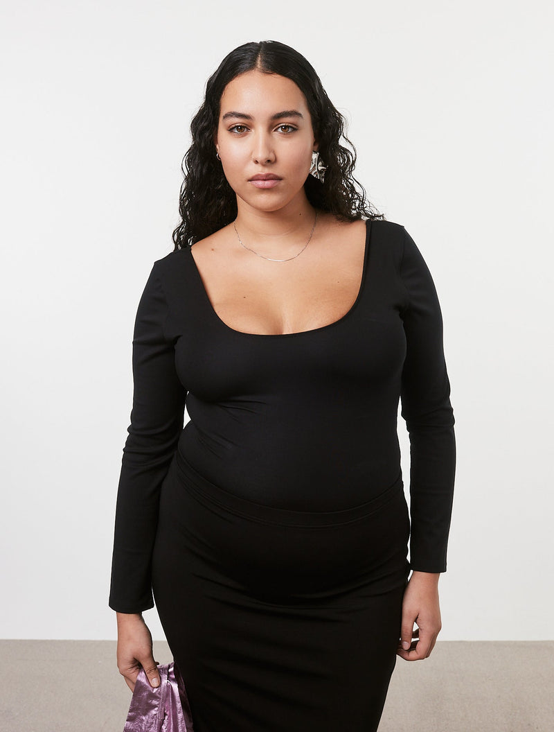 The Iconic Power Stretch Bodysuit Black Black Coffee