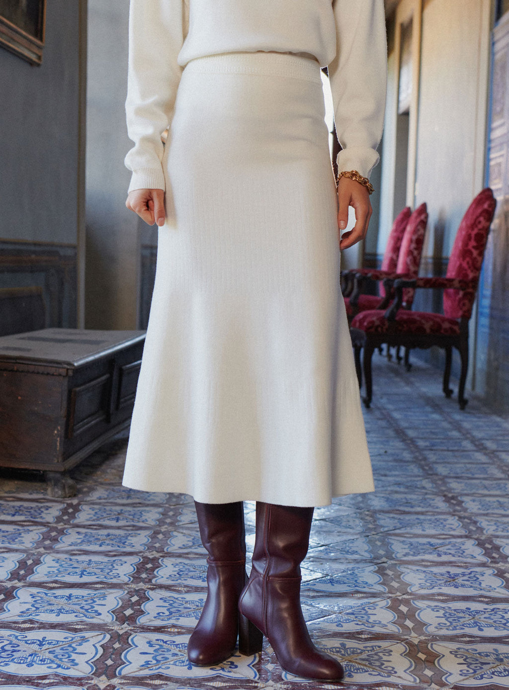 Jasmine Knitted Skirt - Ecru