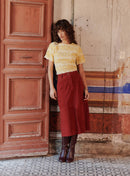 Falda de cuero Josie - Ladrillo