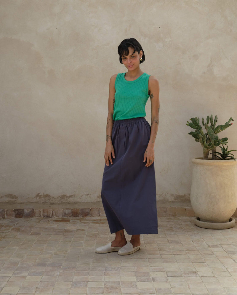 Jupe longue bleu femme Angarde packshot profile