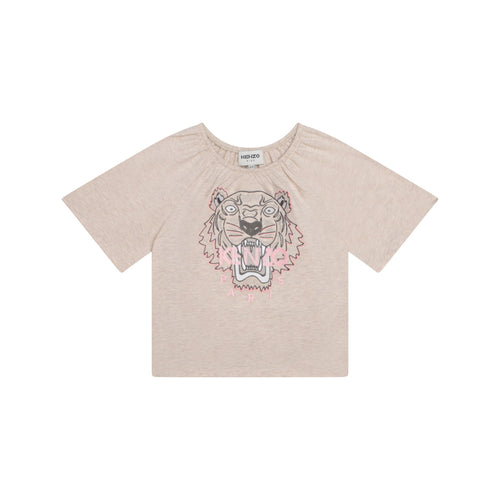 T-Shirt Manches Courtes Ecru Chine - Enfant Fille - Kenzo Kids