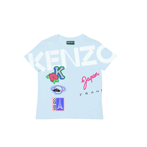 T-Shirt Manches Courtes Bleu Glacier - Enfant Fille - Kenzo Kids