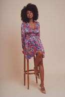 Meloy Blue Satin Short Dress