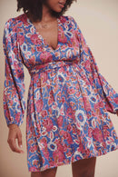 Meloy Blue Satin Short Dress