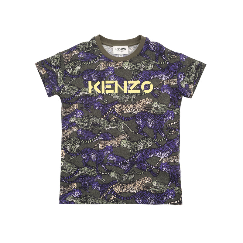 T-Shirt Manches Courtes Kaki Fonce - Enfant Garçon - Kenzo Kids