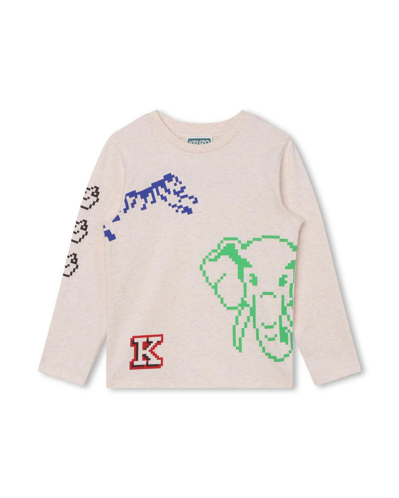 T-Shirt Manches Longues Lin Chine - Enfant Garçon - Kenzo Kids