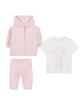 Trousers + Cardigan + T-Shirt Set - Veiled Rose