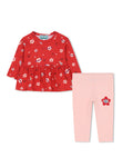 T-Shirt + Leggings Set - Dark Red