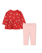 T-Shirt + Leggings Set - Dark Red