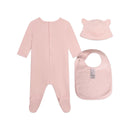 Ensemble Pyjama + Bavoir + Bonnet Rose Poudre - Bébé Mixte - Kenzo Kids