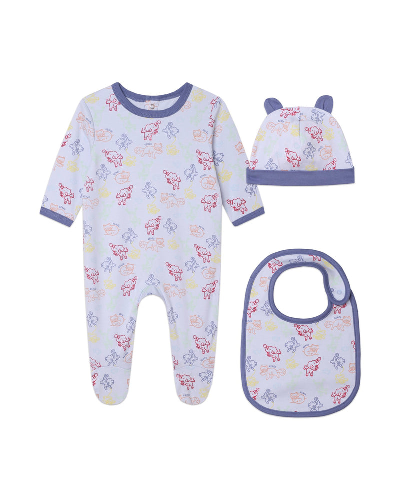 Ensemble Pyjama + Bavoir + Bonnet Ciel - Bébé Garçon - Kenzo Kids