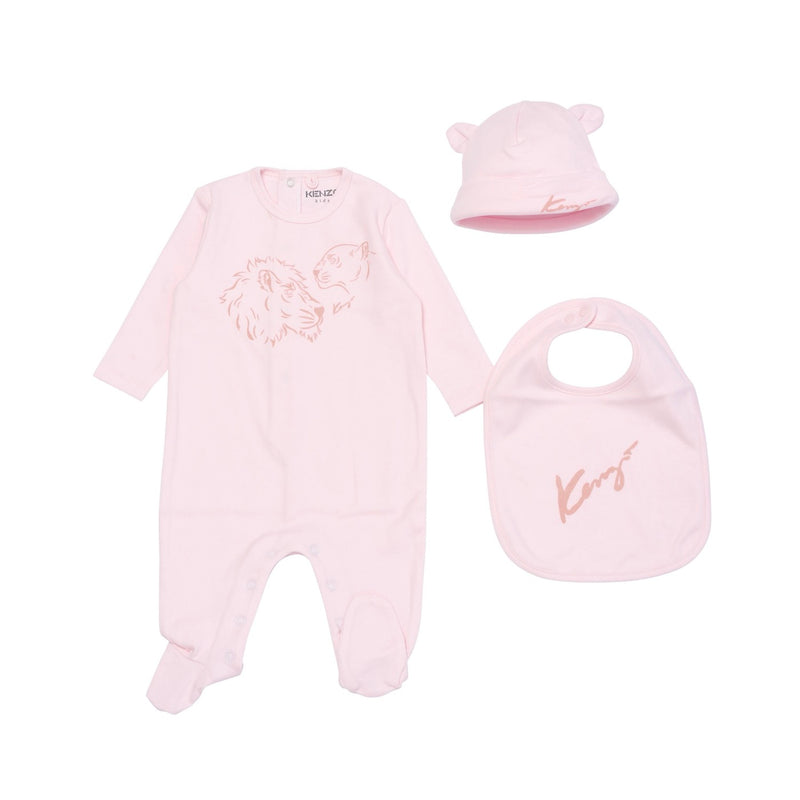 Ensemble Pyjama + Bavoir + Bonnet Aubepine - Bébé Fille - Kenzo Kids