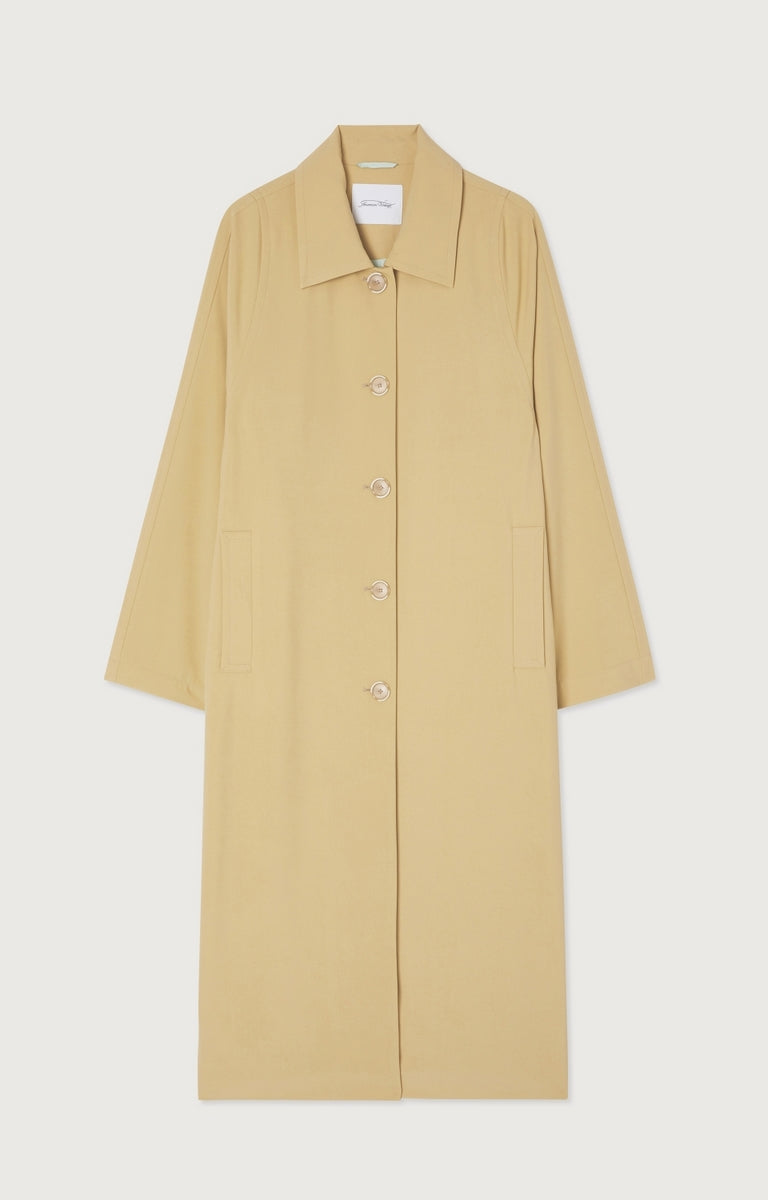 American Vintage - Trench Long Ample Manches Longues Col Chemise Boutonné - Pois Chiche - Femme