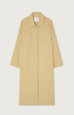 American Vintage - Trench Long Ample Manches Longues Col Chemise Boutonné - Pois Chiche - Femme