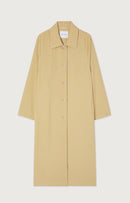 American Vintage - Long Loose Trench Coat with Long Sleeves Buttoned Shirt Collar - Chickpea - Women