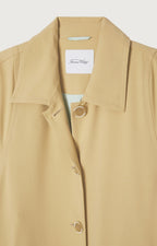 American Vintage - Trench Long Ample Manches Longues Col Chemise Boutonné - Pois Chiche - Femme