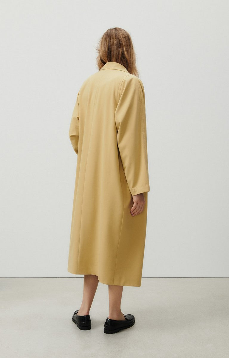 American Vintage - Trench Long Ample Manches Longues Col Chemise Boutonné - Pois Chiche - Femme