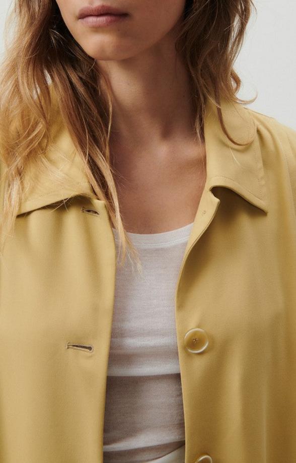 American Vintage - Trench Long Ample Manches Longues Col Chemise Boutonné - Pois Chiche - Femme