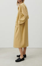 American Vintage - Trench Long Ample Manches Longues Col Chemise Boutonné - Pois Chiche - Femme