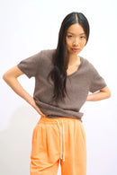 T-Shirt Col V - Kali - Marron