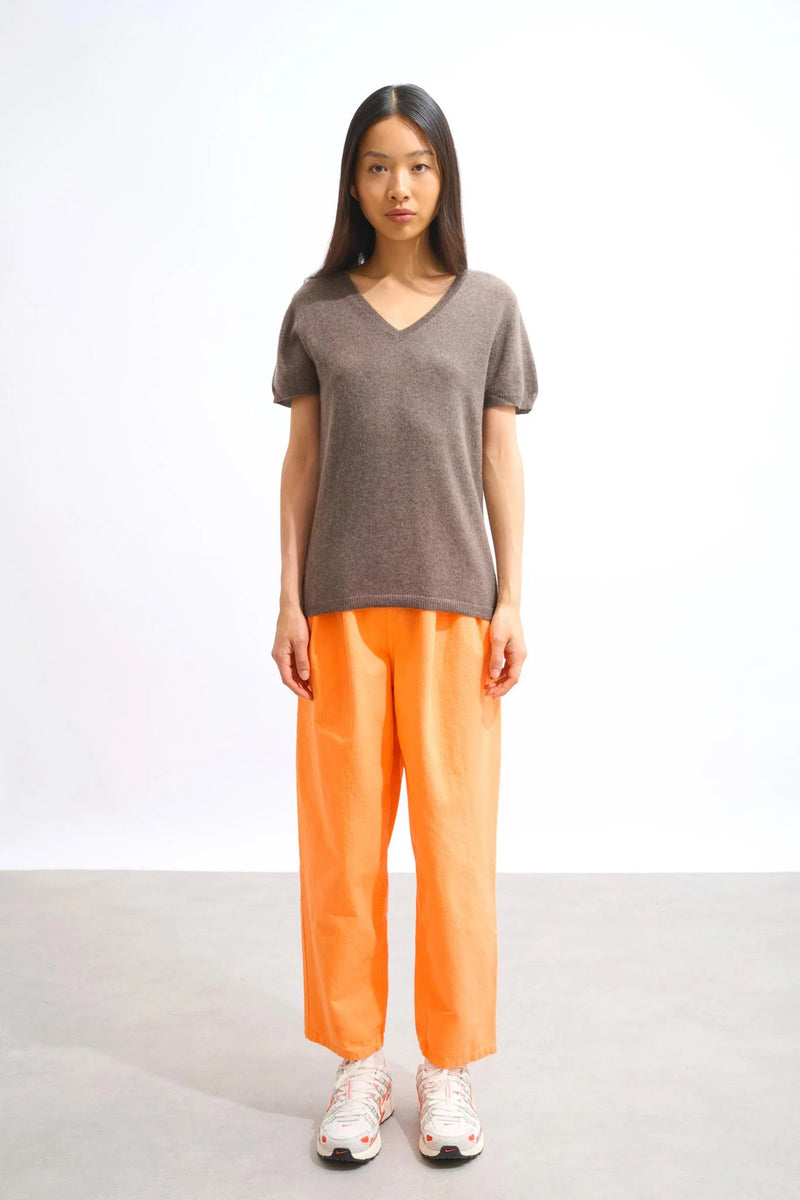 T-Shirt Col V - Kali - Marron