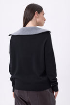 Kalon Wide High-Neck Zipped Jumper - Black - Women