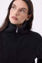 Kalon Wide High-Neck Zipped Jumper - Black - Women