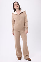 Jumper With Large Zipped High Neck Kalon - Cream Beige - Women - 100% Cashmere