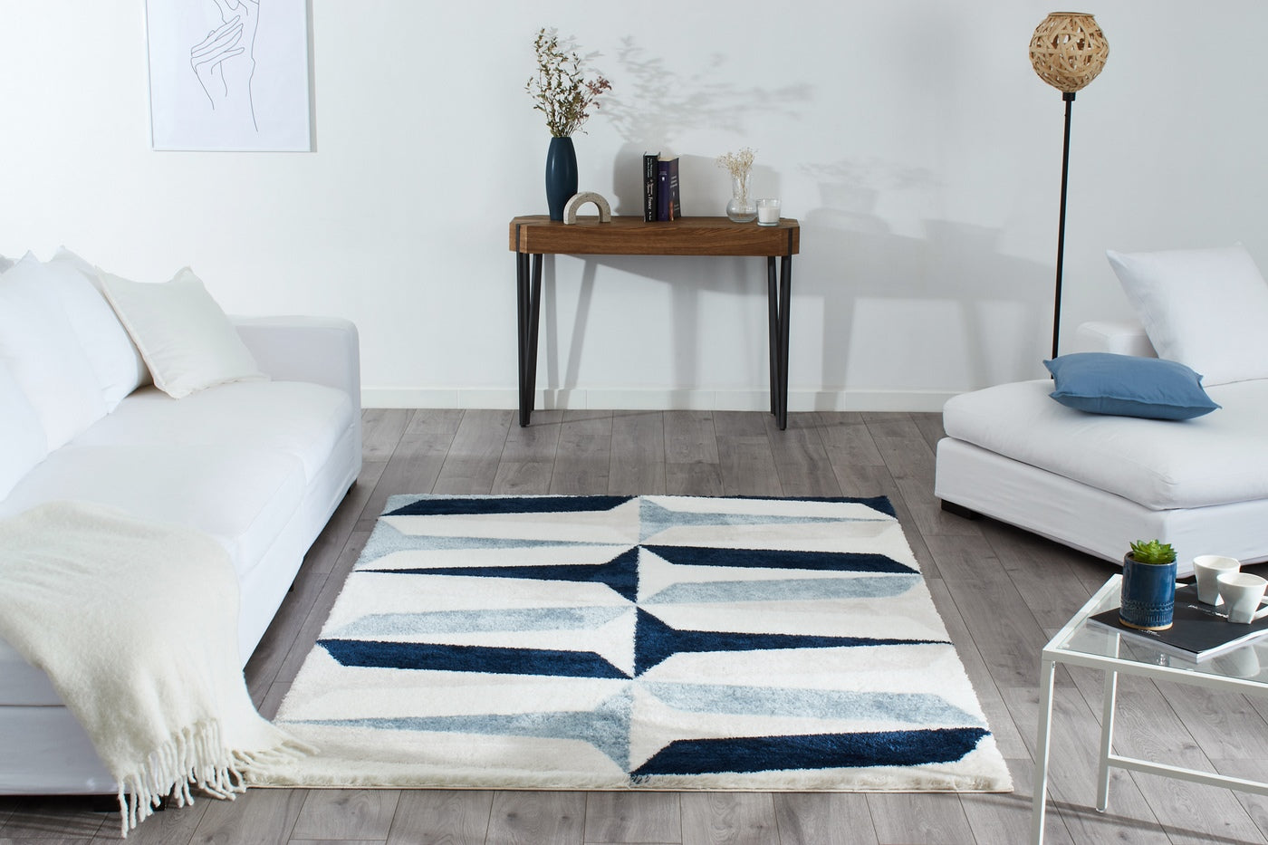 Karena - Tapis D'Intérieur - Polyester - Bleu