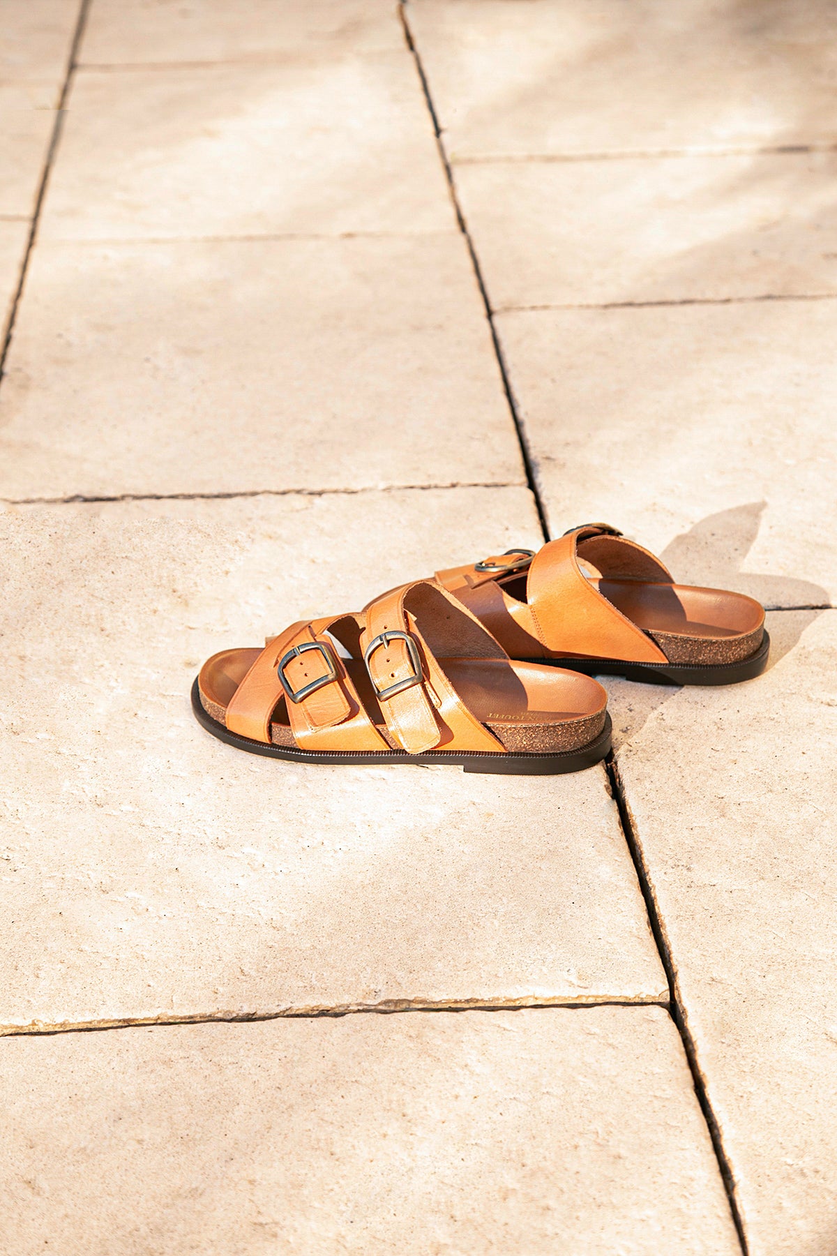 Karen Sandals - Smooth Leather - Cognac