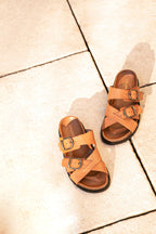 Karen Sandals - Smooth Leather - Cognac