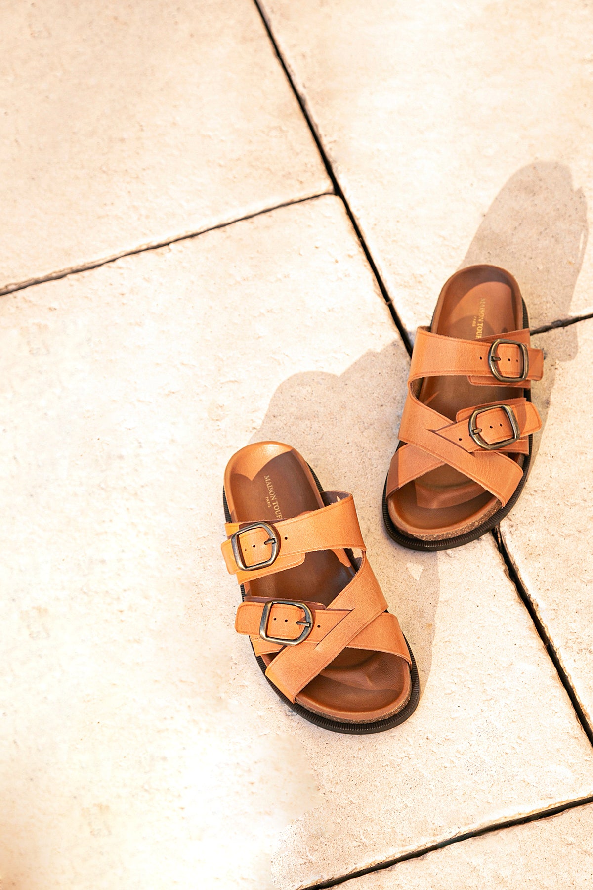 Karen Sandals - Smooth Leather - Cognac