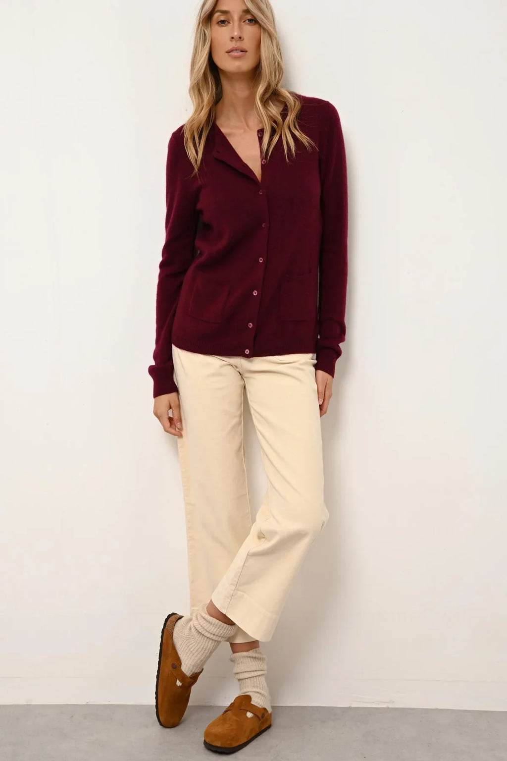 Cardigan Cuello Redondo - Katharine - Burdeos