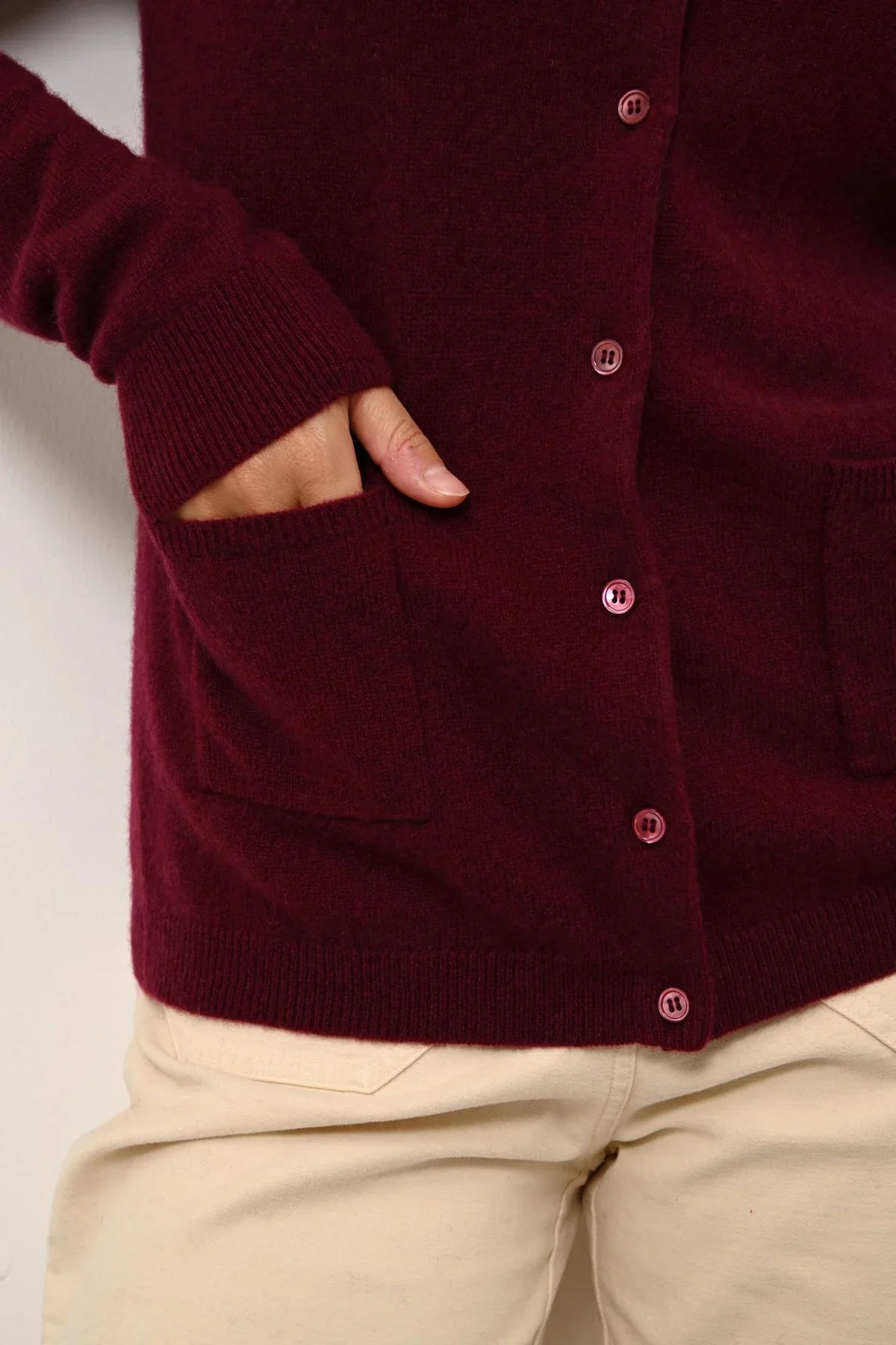 Cardigan Cuello Redondo - Katharine - Burdeos