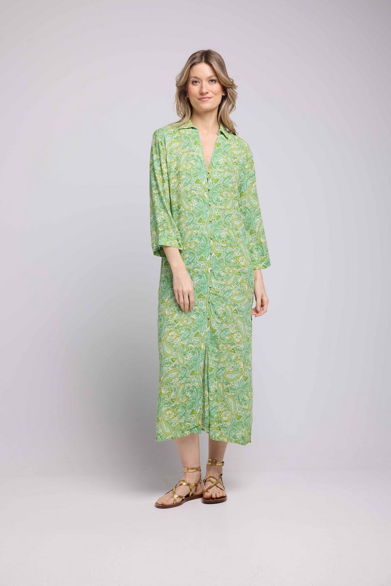 Long Sleeve Long Dress - Green
