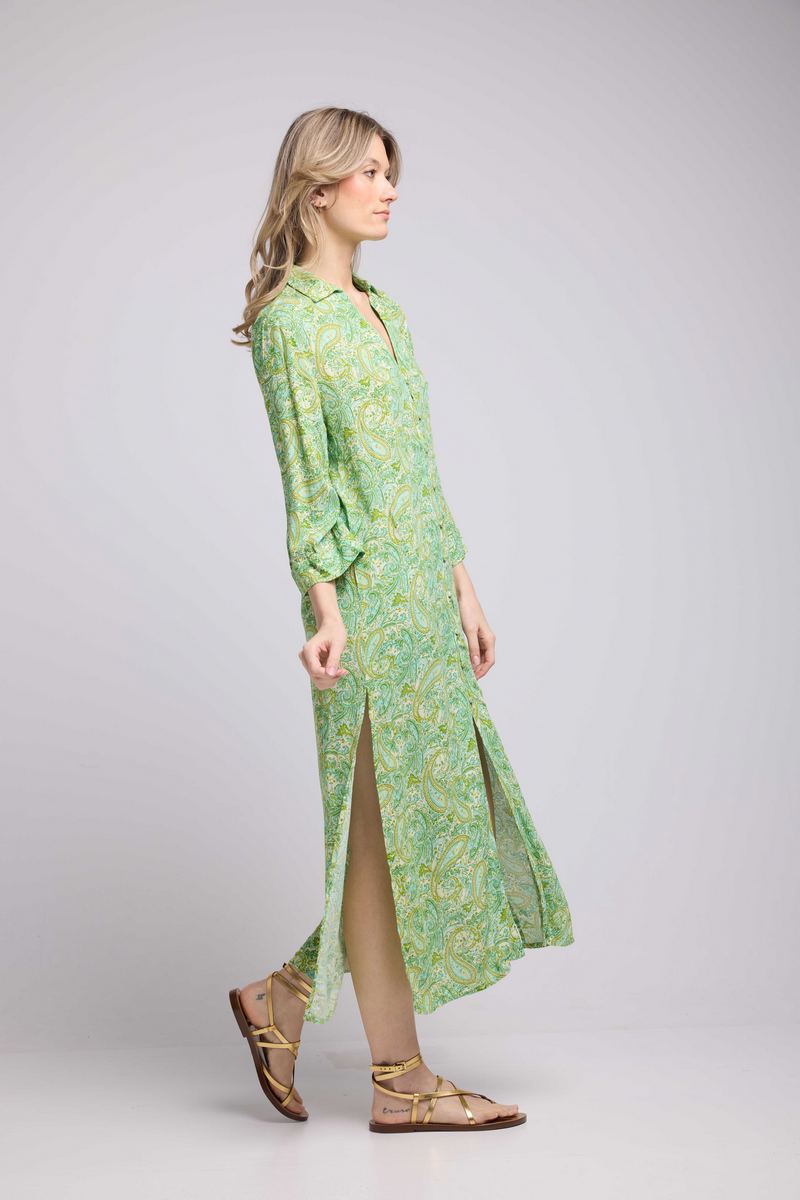 Long Sleeve Long Dress - Green
